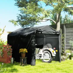 Carpa de Jardín Exterior para Herramientas 2,2x1,57x1,65 m con Puerta con Cremallera Impermeable Gris Oscuro - Ogal.Es