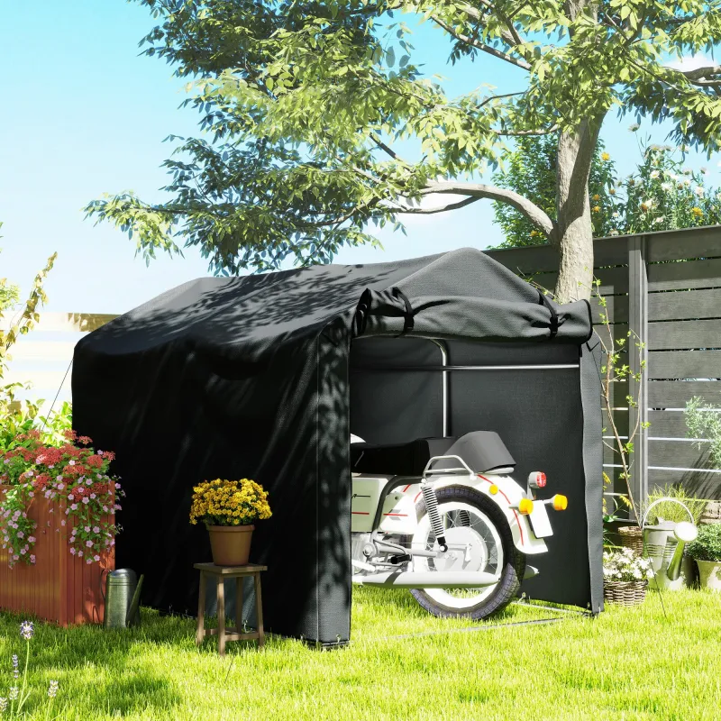 Carpa de Jardín Exterior para Herramientas 2,2x1,57x1,65 m con Puerta con Cremallera Impermeable Gris Oscuro - Ogal.Es