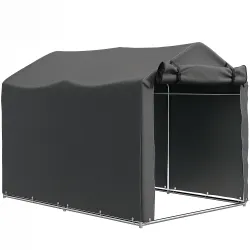 Carpa de Jardín Exterior para Herramientas 2,2x1,57x1,65 m con Puerta con Cremallera Impermeable Gris Oscuro - Ogal.Es