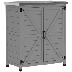 Caseta de Jardín Exterior de Madera con Techo de Acero y 2 Puertas para Almacenamiento Herramientas 79x43x92 cm ... - Ogal.Es