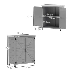 Caseta de Jardín Exterior de Madera con Techo de Acero y 2 Puertas para Almacenamiento Herramientas 79x43x92 cm ... - Ogal.Es