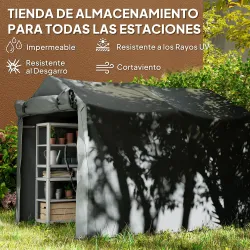 Carpa de Jardín Exterior para Herramientas 2,2x1,57x1,65 m con Puerta con Cremallera Impermeable Gris Oscuro - Ogal.Es