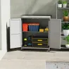 Caseta de Jardín Exterior de Madera con Techo de Acero y 2 Puertas para Almacenamiento Herramientas 79x43x92 cm ... - Ogal.Es