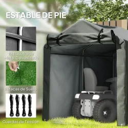 Carpa de Jardín Exterior para Herramientas 2,2x1,57x1,65 m con Puerta con Cremallera Impermeable Gris Oscuro - Ogal.Es