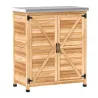 Caseta de Jardín Exterior de Madera con Techo de Acero y 2 Puertas para Almacenamiento Herramientas 79x43x92 cm ... - Ogal.Es