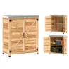 Caseta de Jardín Exterior de Madera con Techo de Acero y 2 Puertas para Almacenamiento Herramientas 79x43x92 cm ... - Ogal.Es
