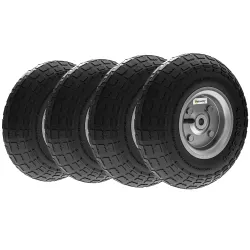 Juego de 4 Ruedas para Carretilla Neumáticos de Goma Ø255 x 75 mm Eje de 16 mm Carga 80 kg Negro - Ogal.Es