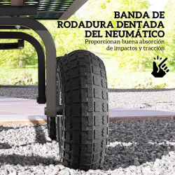 Juego de 4 Ruedas para Carretilla Neumáticos de Goma Ø255 x 75 mm Eje de 16 mm Carga 80 kg Negro - Ogal.Es