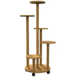 Soporte para Plantas de Bambú con Ruedas de 5 Niveles Estantería Redonda para Plantas para Esquina 33x33x90 cm N... - Ogal.Es