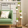 Soporte para Plantas de Bambú con Ruedas de 5 Niveles Estantería Redonda para Plantas para Esquina 33x33x90 cm N... - Ogal.Es