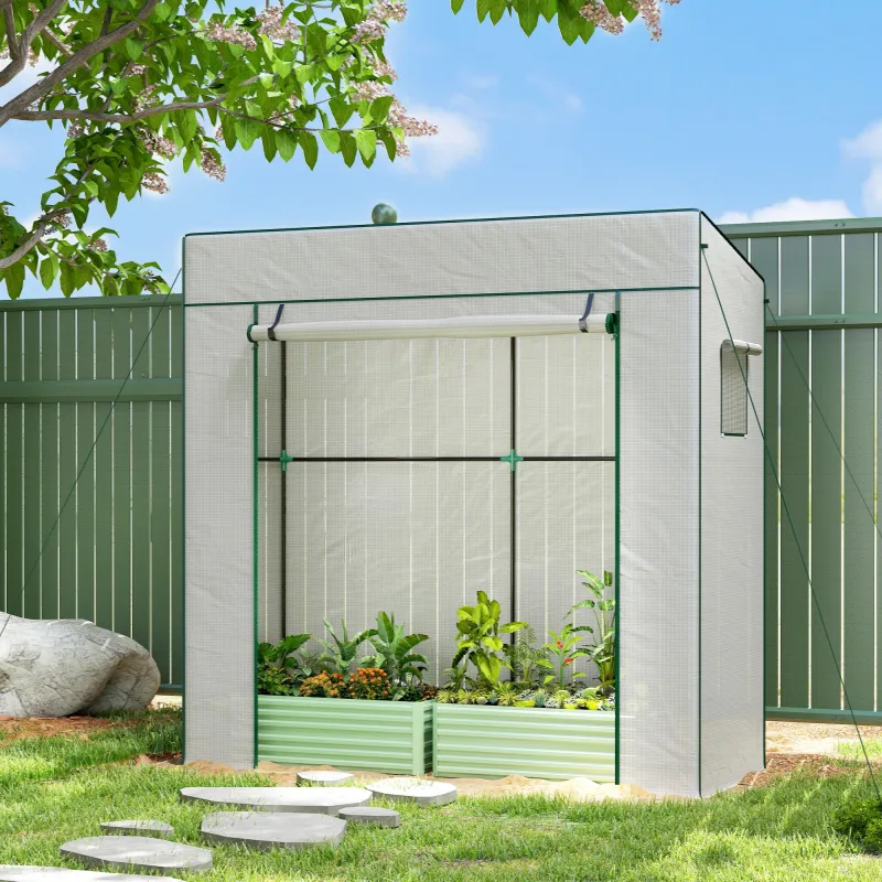 Invernadero de Exterior con Ventanas de Malla y Puerta con Cremallera para Cultivar Plantas Flores 196x77x197 cm... - Ogal.Es