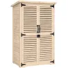 Caseta de Jardín de Madera 75x50x118 cm Armario para Almacenaje de Herramientas con 2 Estantes y 2 Puertas Natural - Ogal.Es