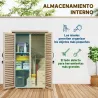 Caseta de Jardín de Madera 75x50x118 cm Armario para Almacenaje de Herramientas con 2 Estantes y 2 Puertas Natural - Ogal.Es