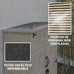 Caseta de Jardín de Madera 75x50x118 cm Armario para Almacenaje de Herramientas con 2 Estantes y 2 Puertas Natural - Ogal.Es