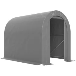 Carpa de Jardín para Bicicletas con Marco de Acero Puerta con Cremallera Impermeable 2,4x1,6x1,9 m Gris Claro - Ogal.Es