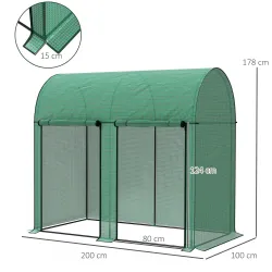 Invernadero de Exterior con 2 Puertas Enrollables con Cremallera Marco de Acero y Cubierta de PE 200x100x178 cm ... - Ogal.Es
