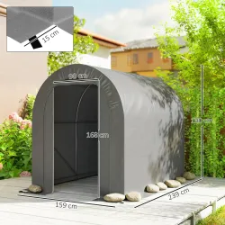 Carpa de Jardín para Bicicletas con Marco de Acero Puerta con Cremallera Impermeable 2,4x1,6x1,9 m Gris Claro - Ogal.Es