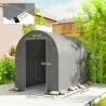 Carpa de Jardín para Bicicletas con Marco de Acero Puerta con Cremallera Impermeable 2,4x1,6x1,9 m Gris Claro - Ogal.Es