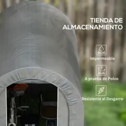 Carpa de Jardín para Bicicletas con Marco de Acero Puerta con Cremallera Impermeable 2,4x1,6x1,9 m Gris Claro - Ogal.Es