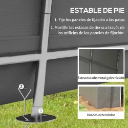 Carpa de Jardín para Bicicletas con Marco de Acero Puerta con Cremallera Impermeable 2,4x1,6x1,9 m Gris Claro - Ogal.Es