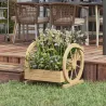 Jardinera de Madera Macetero Exterior de 3 Niveles Diseño de Escalera Orificios de Drenaje 61x62x57 cm Natural - Ogal.Es
