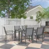 Conjunto de Mesa y Sillas Jardín con Sillas Apilables y Marco de Acero para Terraza Patio Gris Claro - Ogal.Es