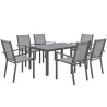 Conjunto de Mesa y Sillas Jardín con Sillas Apilables y Marco de Acero para Terraza Patio Gris Claro - Ogal.Es