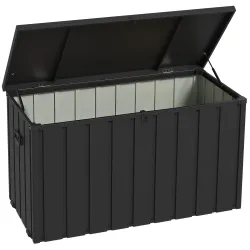 Baúl de Almacenaje Exterior de Acero con 4 Ruedas 2 Asas y Tapa Bloqueable 125,5x61,5x70 cm Gris Oscuro - Ogal.Es