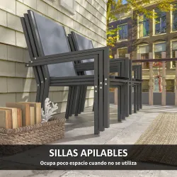 Conjunto de Mesa y Sillas Jardín con Sillas Apilables y Marco de Acero para Terraza Patio Gris Claro - Ogal.Es