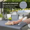 Conjunto de Mesa y Sillas Jardín con Sillas Apilables y Marco de Acero para Terraza Patio Gris Claro - Ogal.Es