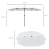 Sombrilla Doble con 48 Luces LED 4,5x2,65 m Manivela Protección Solar para Terraza Jardín Piscina Crema - Ogal.Es