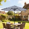 Sombrilla de Jardín Ø230x216 cm con Apertura Manual Ángulo Ajustable e Impermeable para Terraza Piscina Azul y B... - Ogal.Es