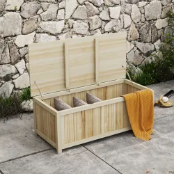 Arcón Exterior de Madera 172 L Baúl Almacenaje con Tapa Abatible Resistente a la Intemperie para Jardín Madera N... - Ogal.Es