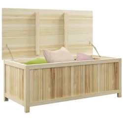 Arcón Exterior de Madera 172 L Baúl Almacenaje con Tapa Abatible Resistente a la Intemperie para Jardín Madera N... - Ogal.Es