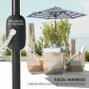 Sombrilla de Jardín Ø230x216 cm con Apertura Manual Ángulo Ajustable e Impermeable para Terraza Piscina Azul y B... - Ogal.Es