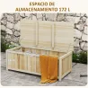 Arcón Exterior de Madera 172 L Baúl Almacenaje con Tapa Abatible Resistente a la Intemperie para Jardín Madera N... - Ogal.Es