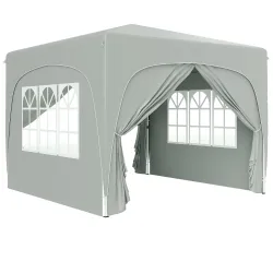 Carpa Plegable 3x3 m con Altura Ajustable 3 Niveles 4 Laterales Ventanas y Bolsa UPF50+ Impermeable Gris - Ogal.Es