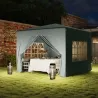 Carpa Plegable 3x3 m con Altura Ajustable 3 Niveles 4 Laterales Ventanas y Bolsa UPF50+ Impermeable Gris - Ogal.Es