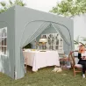 Carpa Plegable 3x3 m con Altura Ajustable 3 Niveles 4 Laterales Ventanas y Bolsa UPF50+ Impermeable Gris - Ogal.Es