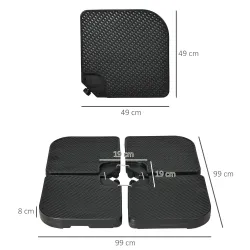 Base para Sombrilla de 4 Piezas Soporte para Parasol de HDPE Rellenable con Agua 59 kg o Arena 80 kg para Jardín... - Ogal.Es