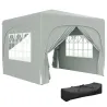 Carpa Plegable 3x3 m con Altura Ajustable 3 Niveles 4 Laterales Ventanas y Bolsa UPF50+ Impermeable Gris - Ogal.Es