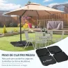 Base para Sombrilla de 4 Piezas Soporte para Parasol de HDPE Rellenable con Agua 59 kg o Arena 80 kg para Jardín... - Ogal.Es