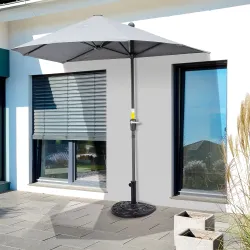 Soporte para Parasol Peso 9 kg en Forma de Semicírculo para Poste de Paraguas de Ø3,8 cm y Ø4,8 cm 50x31x32 cm N... - Ogal.Es