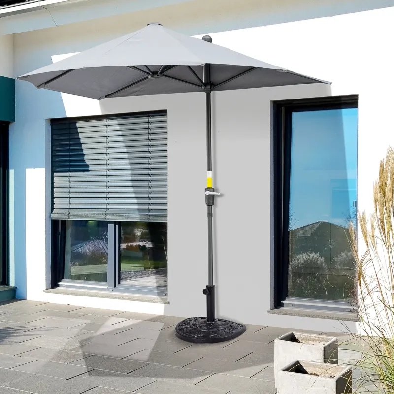 Soporte para Parasol Peso 9 kg en Forma de Semicírculo para Poste de Paraguas de Ø3,8 cm y Ø4,8 cm 50x31x32 cm N... - Ogal.Es