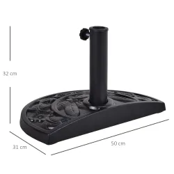 Soporte para Parasol Peso 9 kg en Forma de Semicírculo para Poste de Paraguas de Ø3,8 cm y Ø4,8 cm 50x31x32 cm N... - Ogal.Es