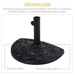 Soporte para Parasol Peso 9 kg en Forma de Semicírculo para Poste de Paraguas de Ø3,8 cm y Ø4,8 cm 50x31x32 cm N... - Ogal.Es