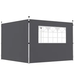 Paredes Laterales para Carpa de 3 x 3 m 2 Paneles de Tela Oxford de 300x200 cm con Ventana para Fiestas Gris Oscuro - Ogal.Es