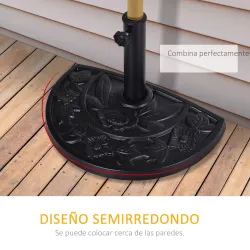 Soporte para Parasol Peso 9 kg en Forma de Semicírculo para Poste de Paraguas de Ø3,8 cm y Ø4,8 cm 50x31x32 cm N... - Ogal.Es