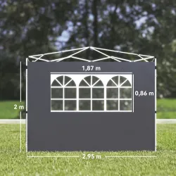 Paredes Laterales para Carpa de 3 x 3 m 2 Paneles de Tela Oxford de 300x200 cm con Ventana para Fiestas Gris Oscuro - Ogal.Es