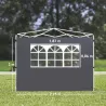 Paredes Laterales para Carpa de 3 x 3 m 2 Paneles de Tela Oxford de 300x200 cm con Ventana para Fiestas Gris Oscuro - Ogal.Es
